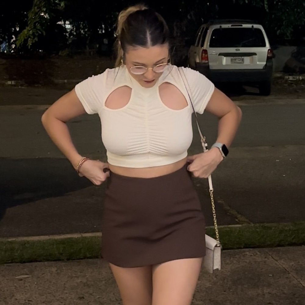 Casual Elevated Cream-White Textured Women's Top